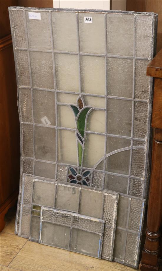 A group of stained glass panels W.58cm